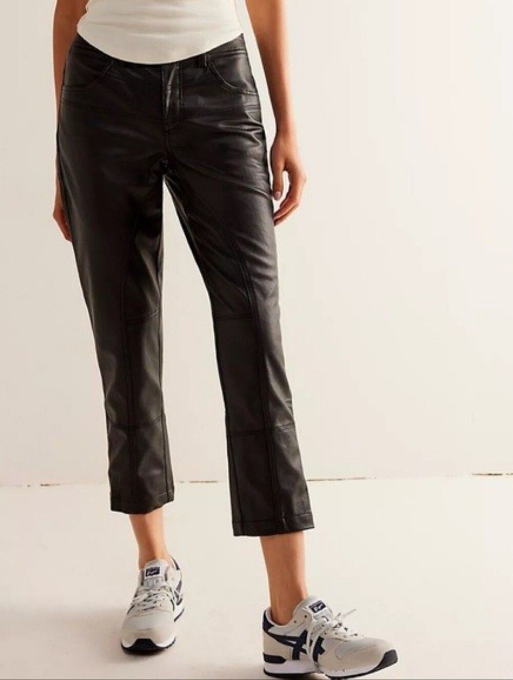 Free People We The Free Rebel Vegan Leather Black Pants Size 6